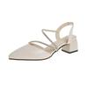 Pointed rhinestone sandals women's summer French thick heel high heels retro single shoes femininity spring