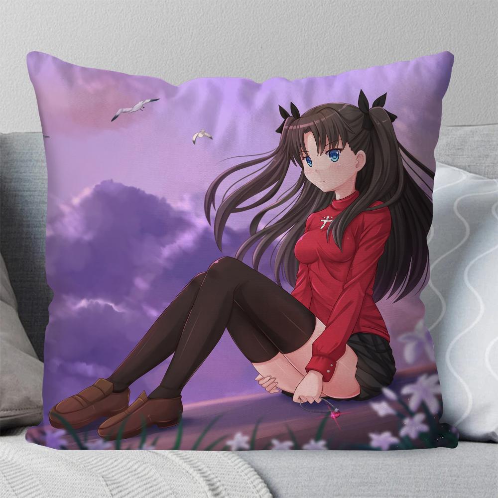1Pc Tohsaka Rin Japanese Adventure Game Fate Pillow Case Square Pillow Bedroom Sofa Leisurecar Living Room Home Decoration 40X40