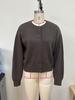 Coffee Brown Women's Long-Sleeved Button-Up Round Neck Cardigan Sweater for Autumn and Winter