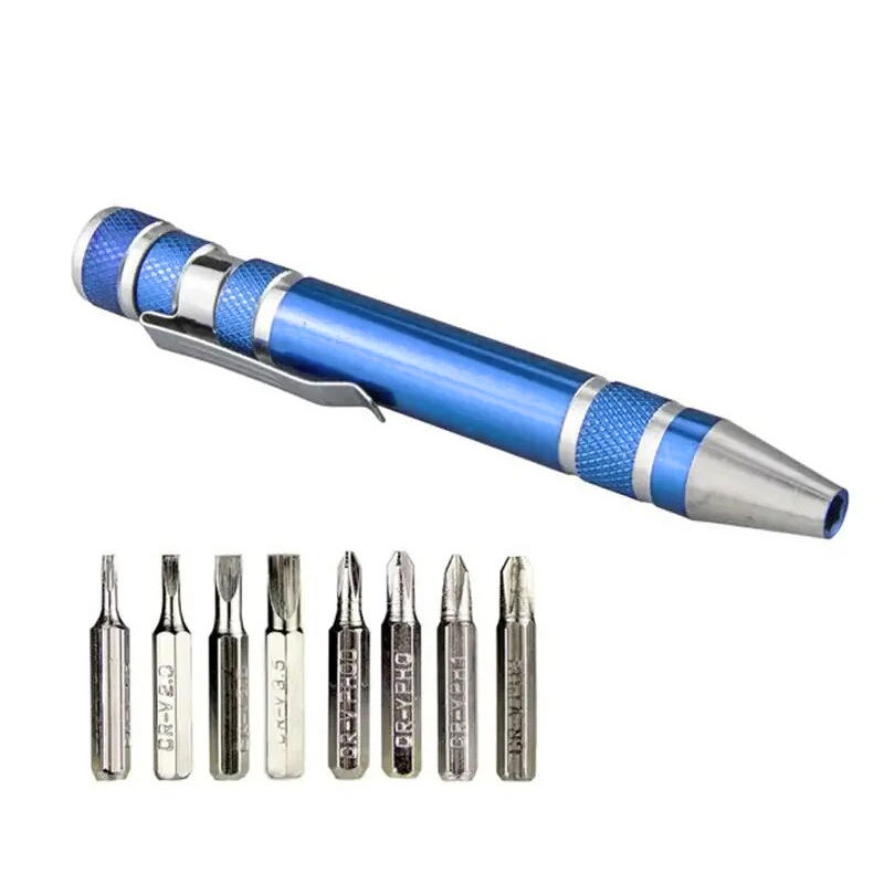 Tournevis manuel 8-en-1 Type stylo Portable Multi-spécifications Avec tête de tournevis magnétique Outil de tournevis Tête de tournevis haute densité