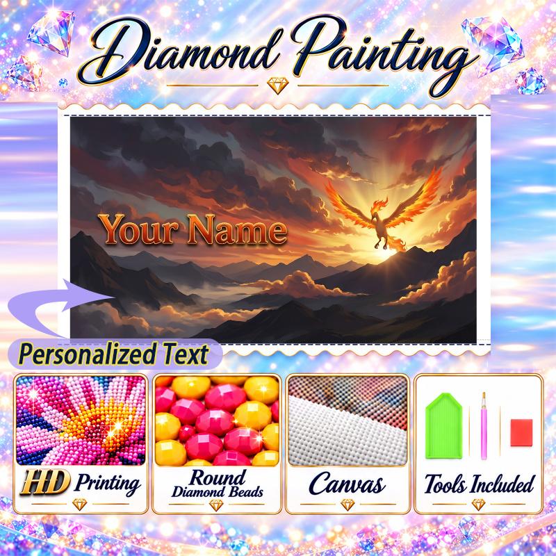 Personalized Ho-Oh Diamond Art Custom Name 5D Diamond Painting Full Drill DIY Craft