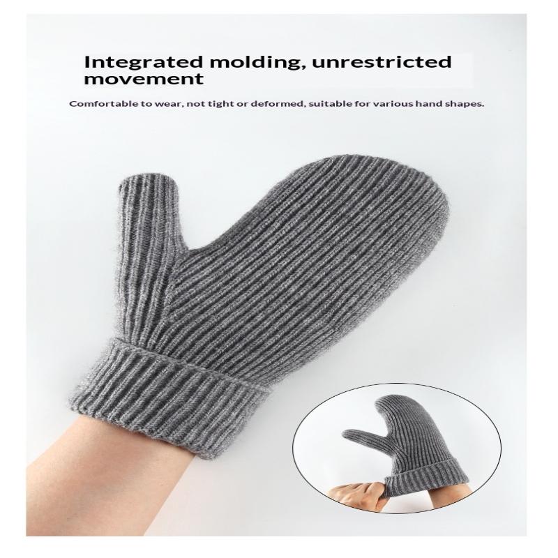 New Knitted Gloves Winter Double Layer Velvet Thickened Warm Cover Gloves Finger Gloves
