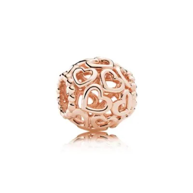 Copper Rose Gold Hollow Flower Leaf Love Dice Gift Box Diy Charm Beads Fit For Bracelets Necklaces Women'S Boutique Jewelry