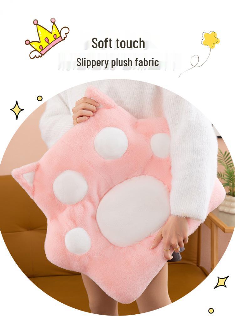 Cute Cat Paw Seat Cushion & Plush Toy for Office or Living Room - Ideal Birthday Gift