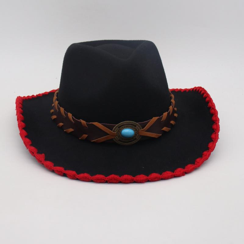 

Children S Travel Vacation Sunscreen Hat Retro Denim Splicing Top Hat New Ethnic Style Premium American Jazz Hat One size [m peach cow]