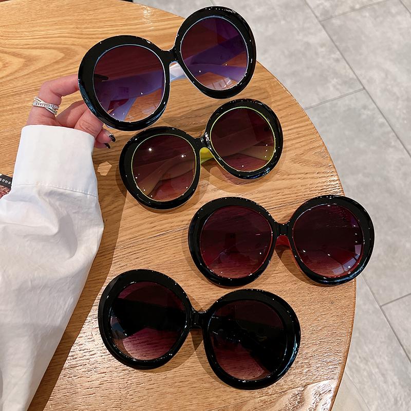 Oversized Round Sunglasses Women Trendy Vintage Gradient Goggle Sun Glasses Fashion Luxury Brand Design Shades Eyewear