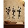 3 Piece Black Acrylic Flower Wall Art Set with Vase Outline Minimalist Home Decor Gift