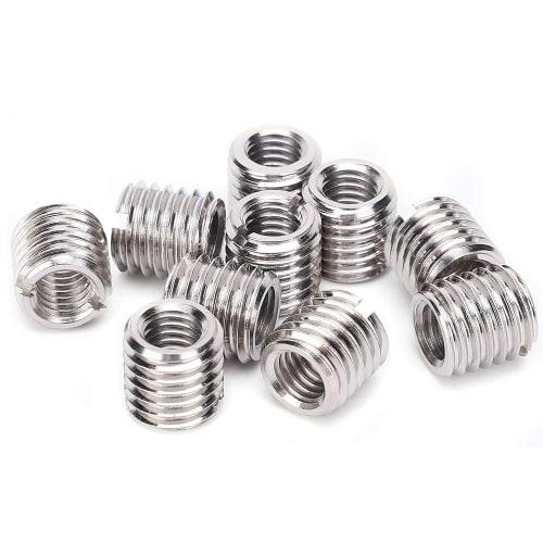 Set of 10 Insert Nuts, Thread Conversion Adapter, Inner Diameter M6*1, Outer Diameter M8*1.25, 15mm Length, Stainless Steel, for Thread Repair, Reduce