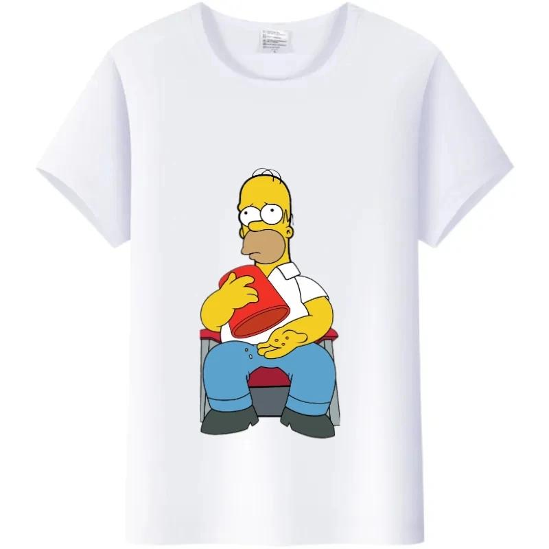 Casual Disney Cartoon Simpson Harajuku T-shirt Summer Blouses Ladies Men White Tees Tops Short Sleeve Blouses Women 90S Tshirt