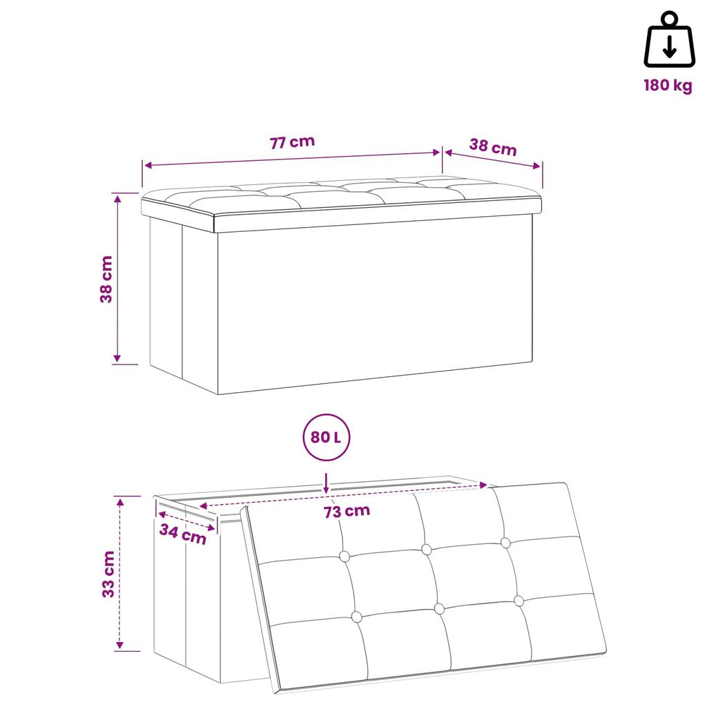 Foldable Storage Bench Dark Grey Linen
