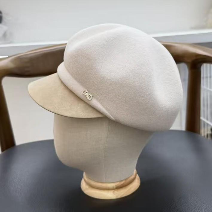 New temperament British retro cap wool newsboy hat women's autumn and winter versatile face little beret