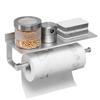 Adhesive Paper Towel Holder Wall Mounted for Kitchen  Bathroom Tissue Roll Hanger with Storage Shelf, Space Aluminum