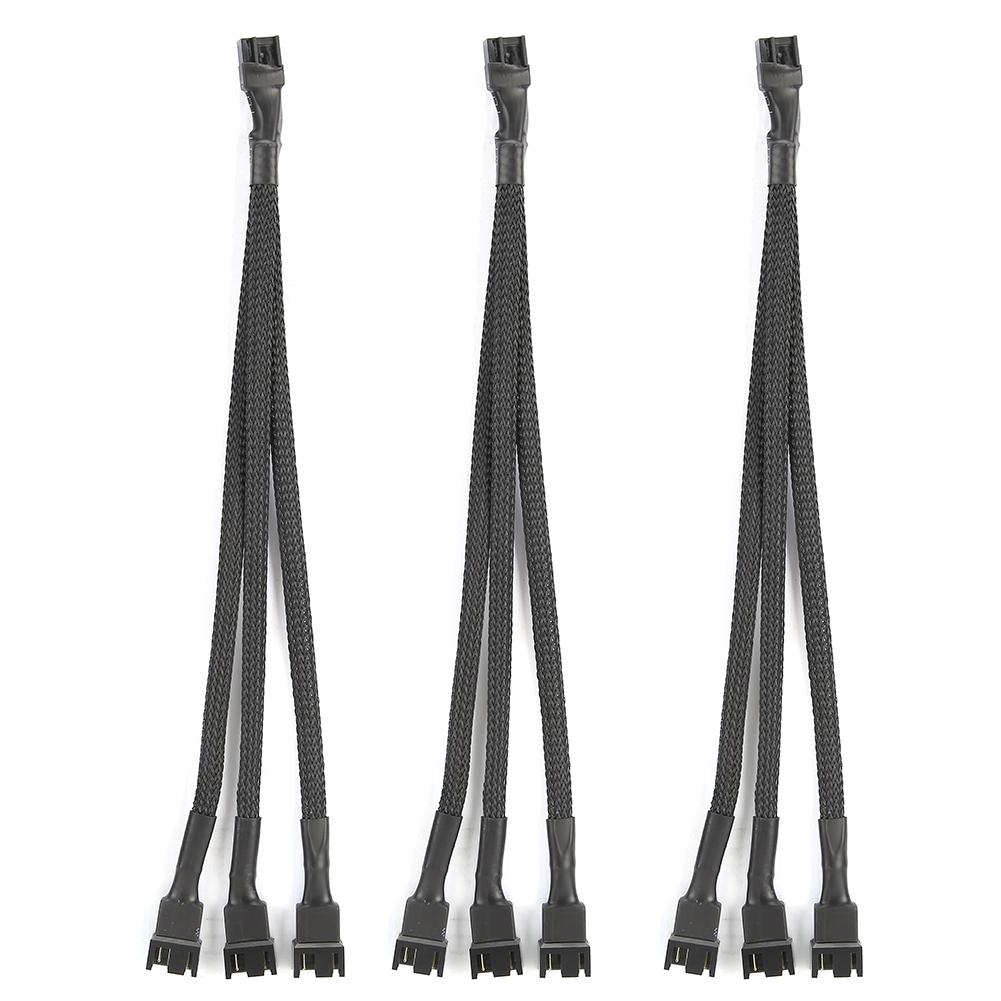 3Pcs Extension Cable 1 To 3 Way Splitter Sleeved 4Pin To 4Pin 3Pin 3Pin Adapter