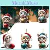 Christmas Cat Hat Car Hanging Decor Acrylic Pendant Tree Ornament Travel Holiday