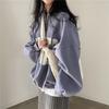Felpa da Donna con Mezza Zip Stampa Lettere Vestibilità Larga Casual Collo Alto Pullover