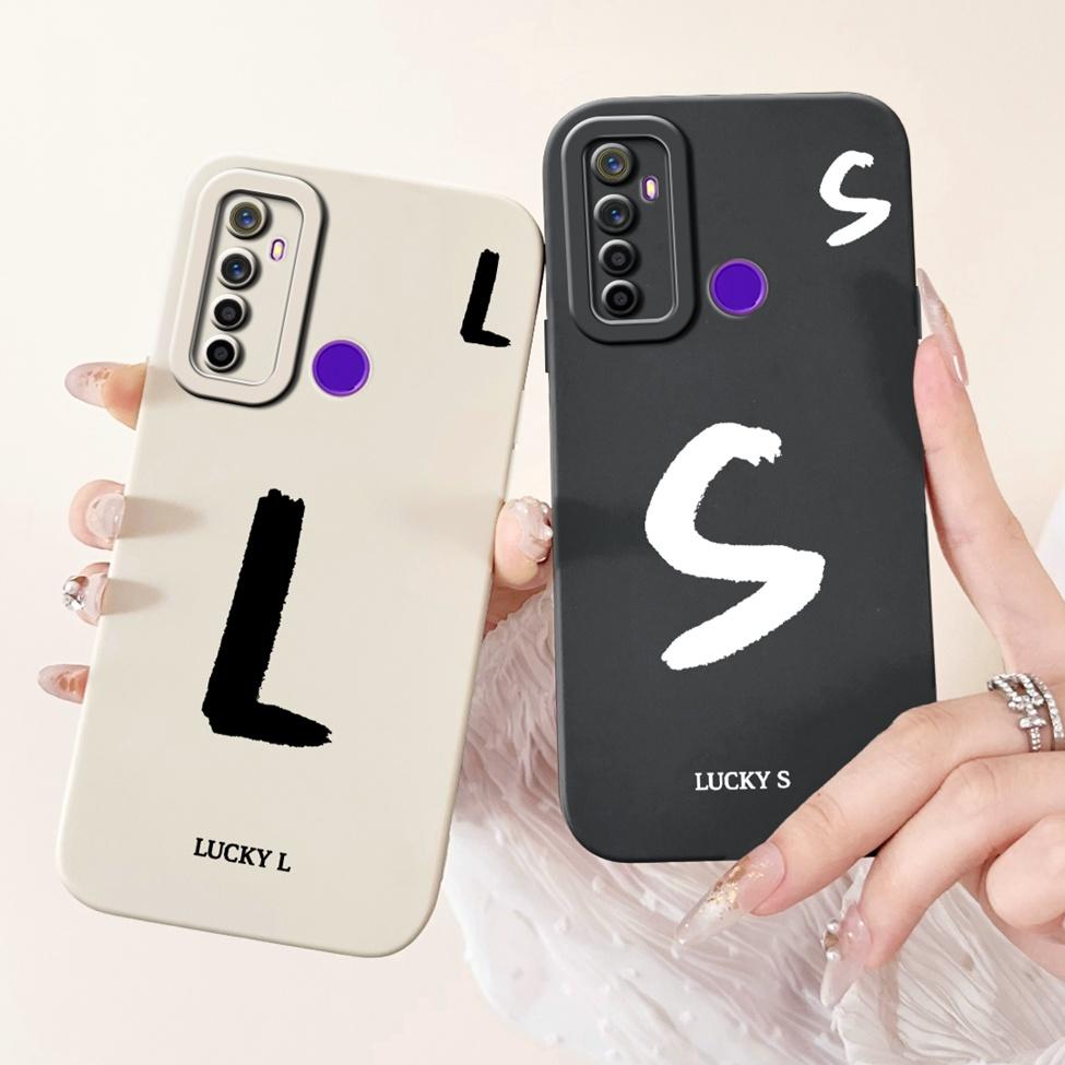 For Realme 5i RMX2030 6i RMX2040 Cover For Realme 6i Case Simple Fashion Letters A-Z Pattern Design Silicone Shockproof Bumper