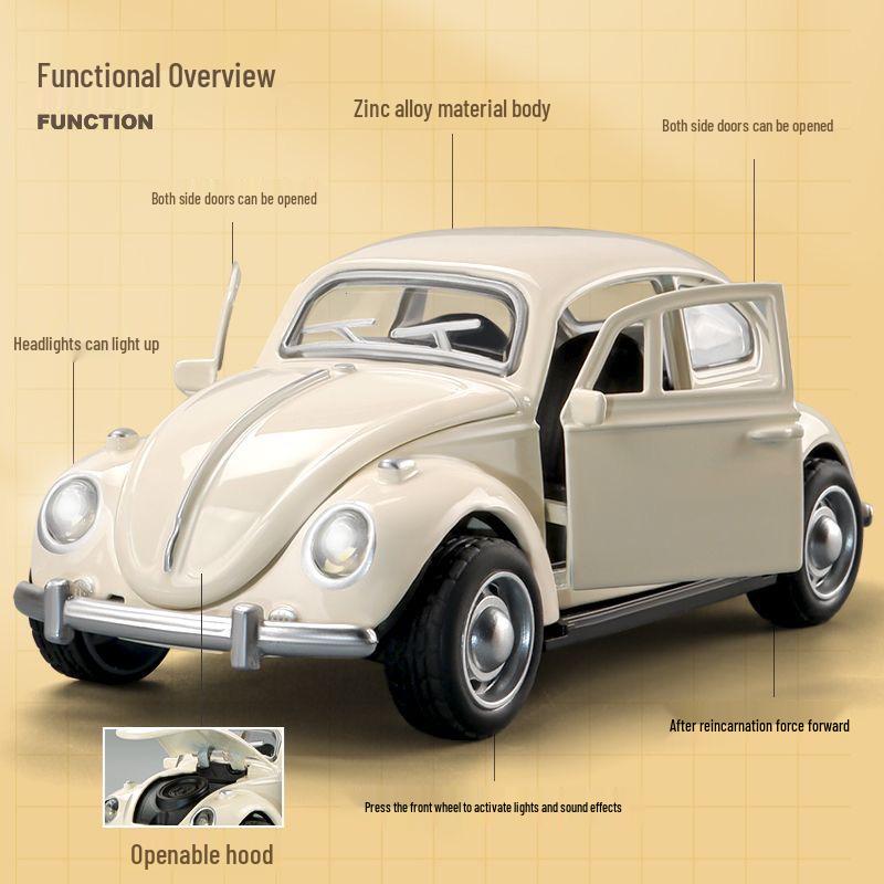 Retro Beetle Classic Alloy Toy Car with Opening Doors