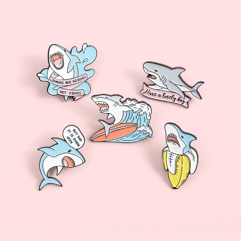 Stylish Shark Colorful Series Brooch Animal Shaped Lapel Pin For Unique Accessories Fashionable