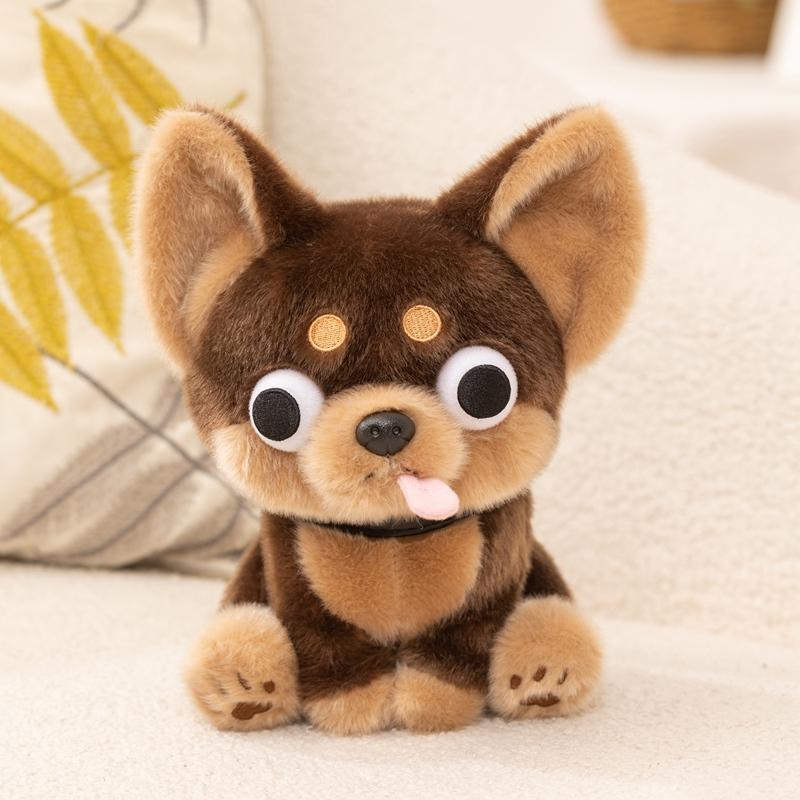 Cartoon Chihuahua Plush DollBig Eyes Stick Out Tongue Multiple Postures Dog Animal Stuffed Toy Birthday Gift for Baby Friends