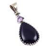 Natural Black Onyx,Amethyst 925 Solid Sterling Silver Jewelry Pendant 2.25" W3z44
