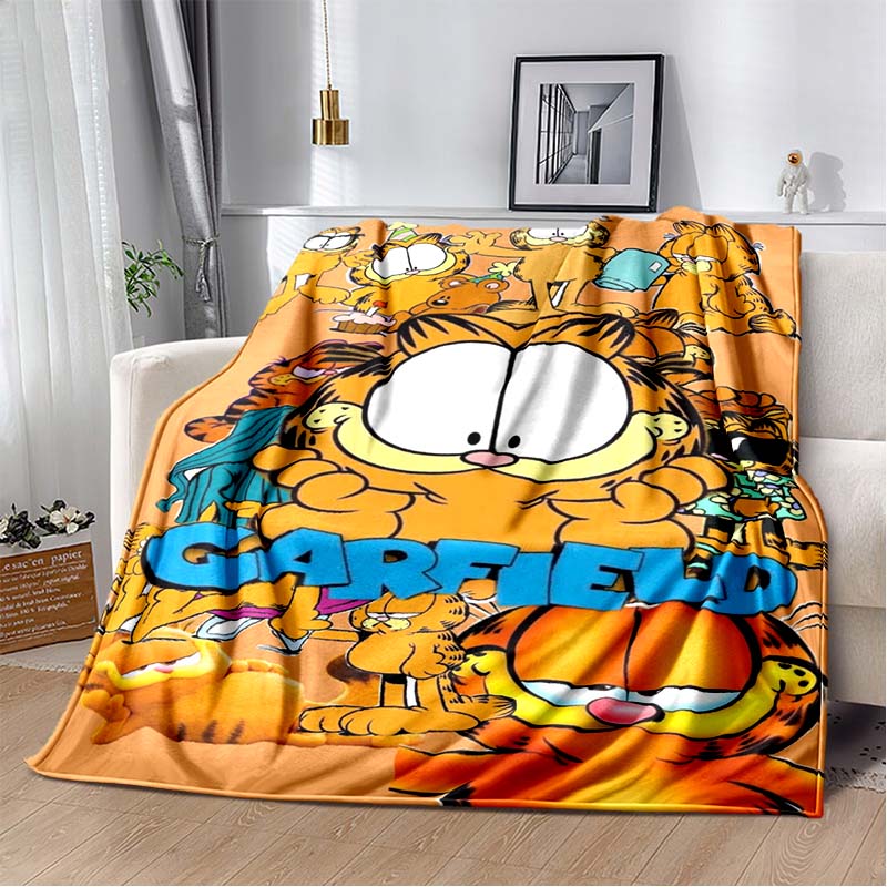 Cartoon Cute Yellow Cat G-Garfield Anime Blanket Flannel Extra Large Warm Soft Sofa Bed Bedroom Portable Blanket Bed Cover Gift
