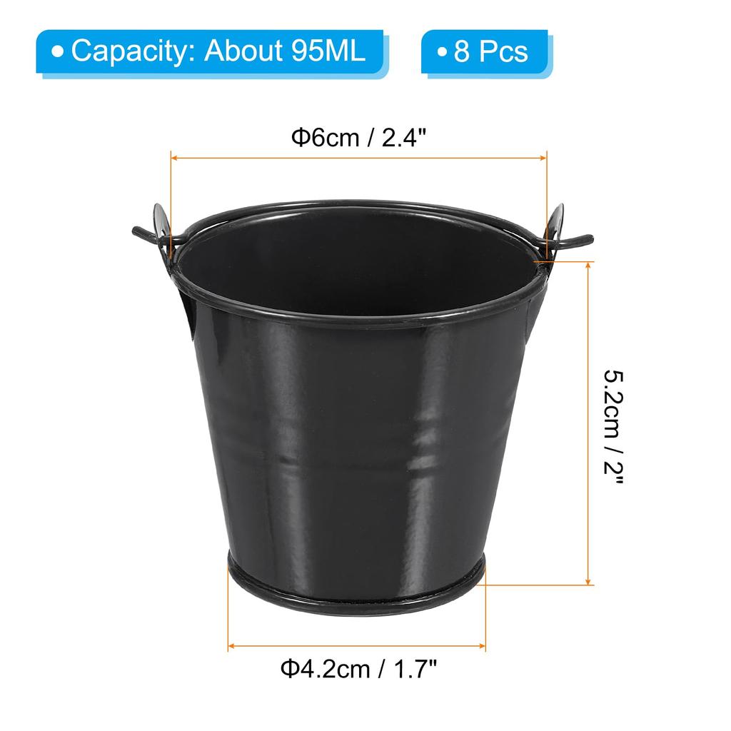 PATIKIL Small Handled Metal 8pcs Mini Galvanized Colorful Easter Buckets for Party Favors and Black 2.4"x2" Buckets, Buckets, Crafts, Decorations,