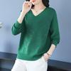 Maglione da donna con scollo a V Primavera Autunno Manica Lunga Ampio Morbido Delicato sulla Pelle Top a Maglia Pullover a Maglia con Strass