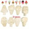 DIY Wooden Ice Cream Craft Kit for Kids: Unfinished Graffiti Painting Board with Accessories