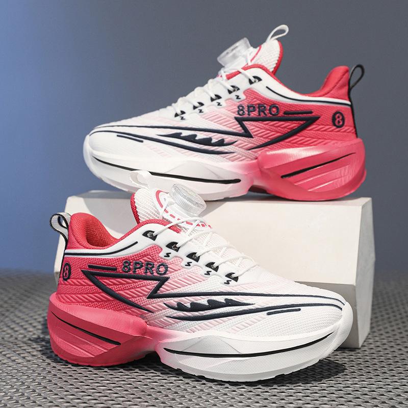 2025 New Mesh Breathable Rotating Button Classmates and Students Training Running Shoes Red Rabbit Children's Mandarin Duck Sports Shoes