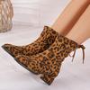 Fashion Fashion Short-thigh Boots Autumn New Pointed Toe Leopard Print Suede Soft Sole Non-slip Wear-resistant Block Heel Single Shoes
