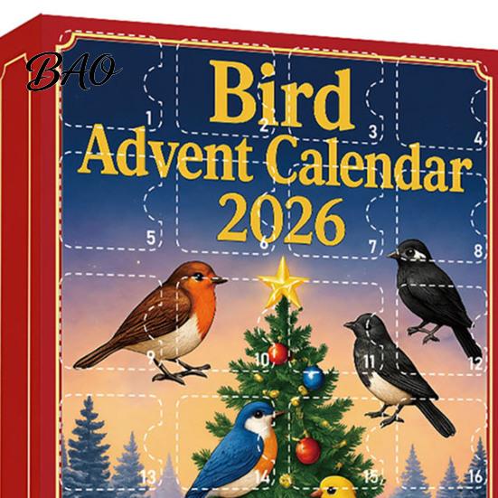 Christmas Party Bird Favors 24 Day Advent Calendar with 2D Flat Acrylic Hanging Pendants, Detailed Animal Shaped Decors Countdown Calendar,