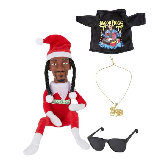 Snoop Elf on The Stool Funny Hip Hop Doll Christmas Ornaments Plush Doll Toy Collectible Home Decoration