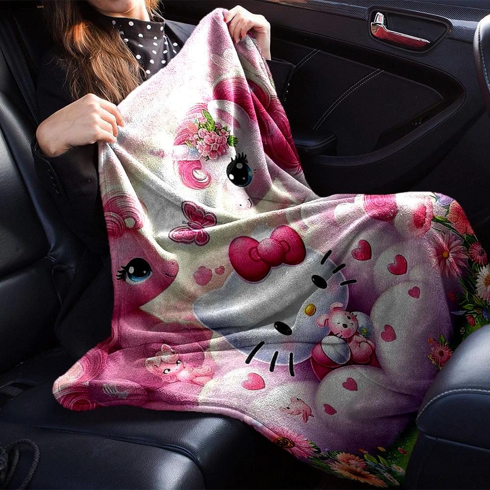 1 Stück Hello Kitty Einhorn Decke Leichte Flanell Überwurfdecke für Sofa Bett Reise Camping Wohnzimmer Büro Couch Stuhl