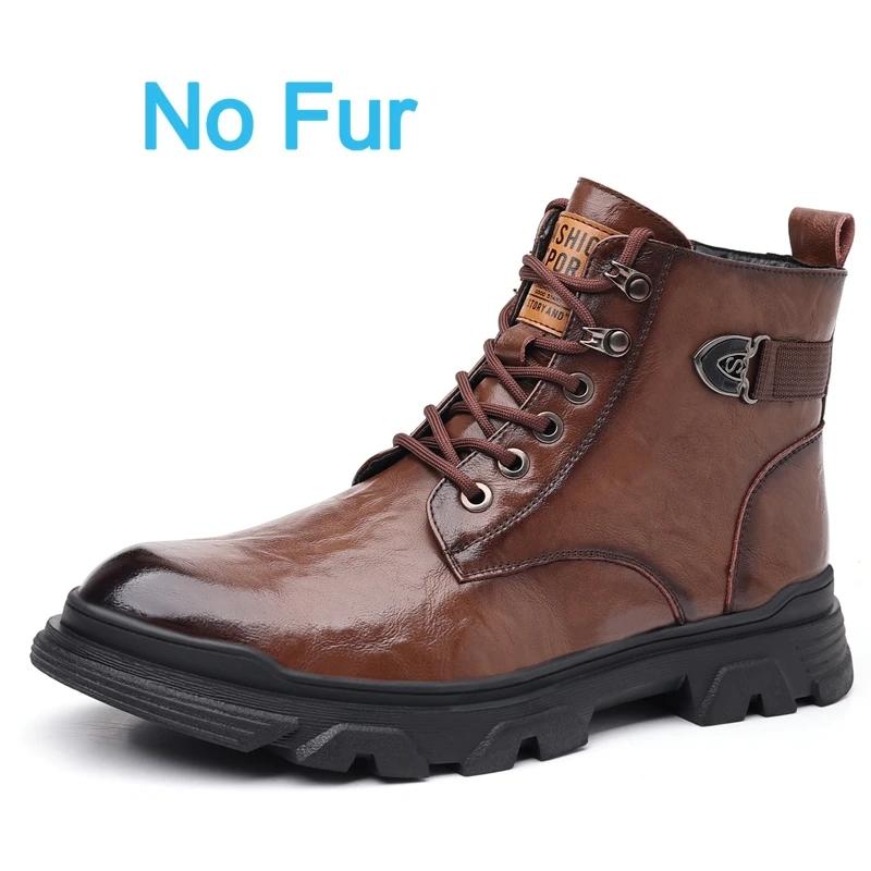 British Style Outdoor Sneakers Casual Ankle Boots for Men Genuine Leather Boots Comfortable Flat High Top Lace Up Fashion Male