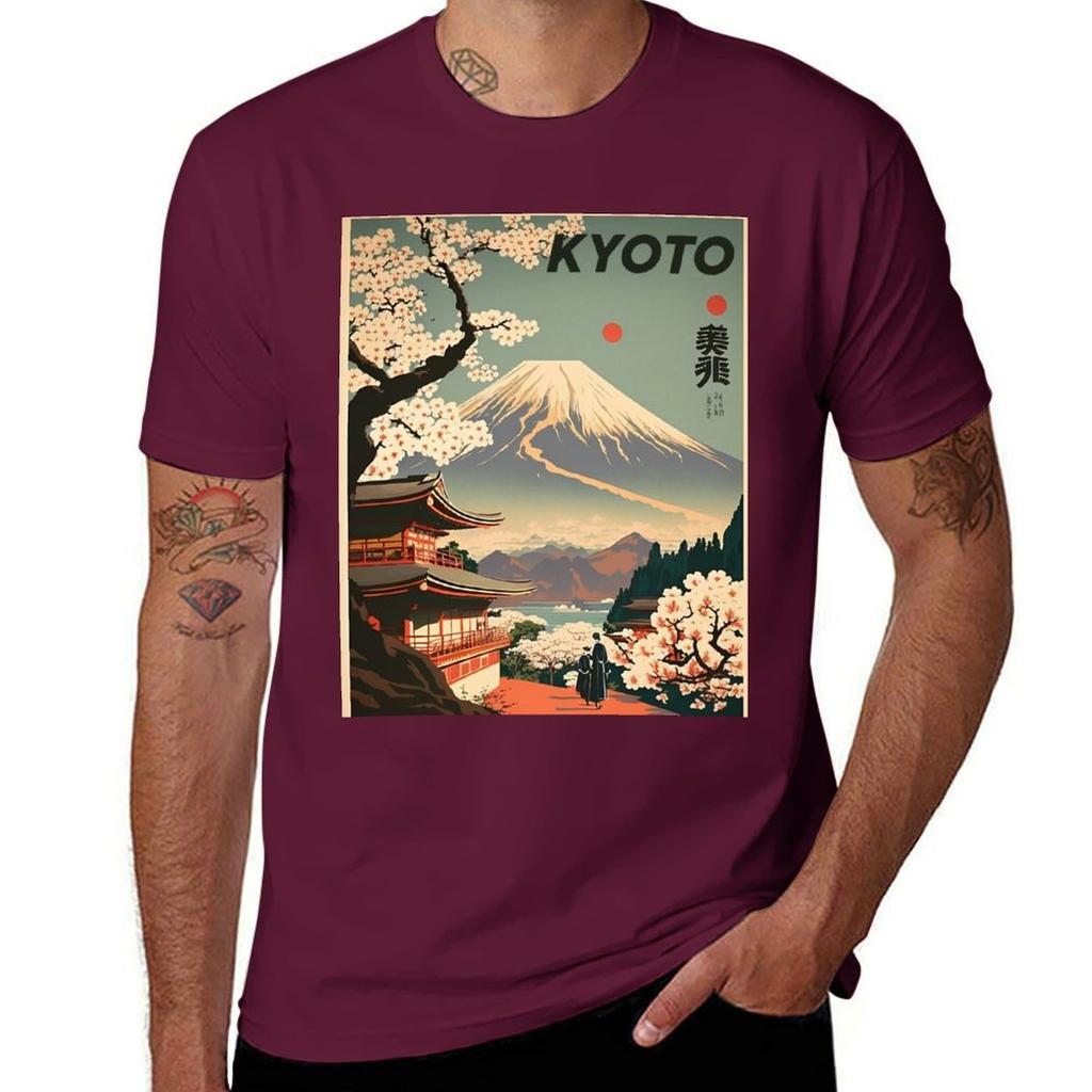 Kyoto Japan Vintage Travel Art Poster TShirt tops custom t shirt boys whites funny costumes mens plain t shirts