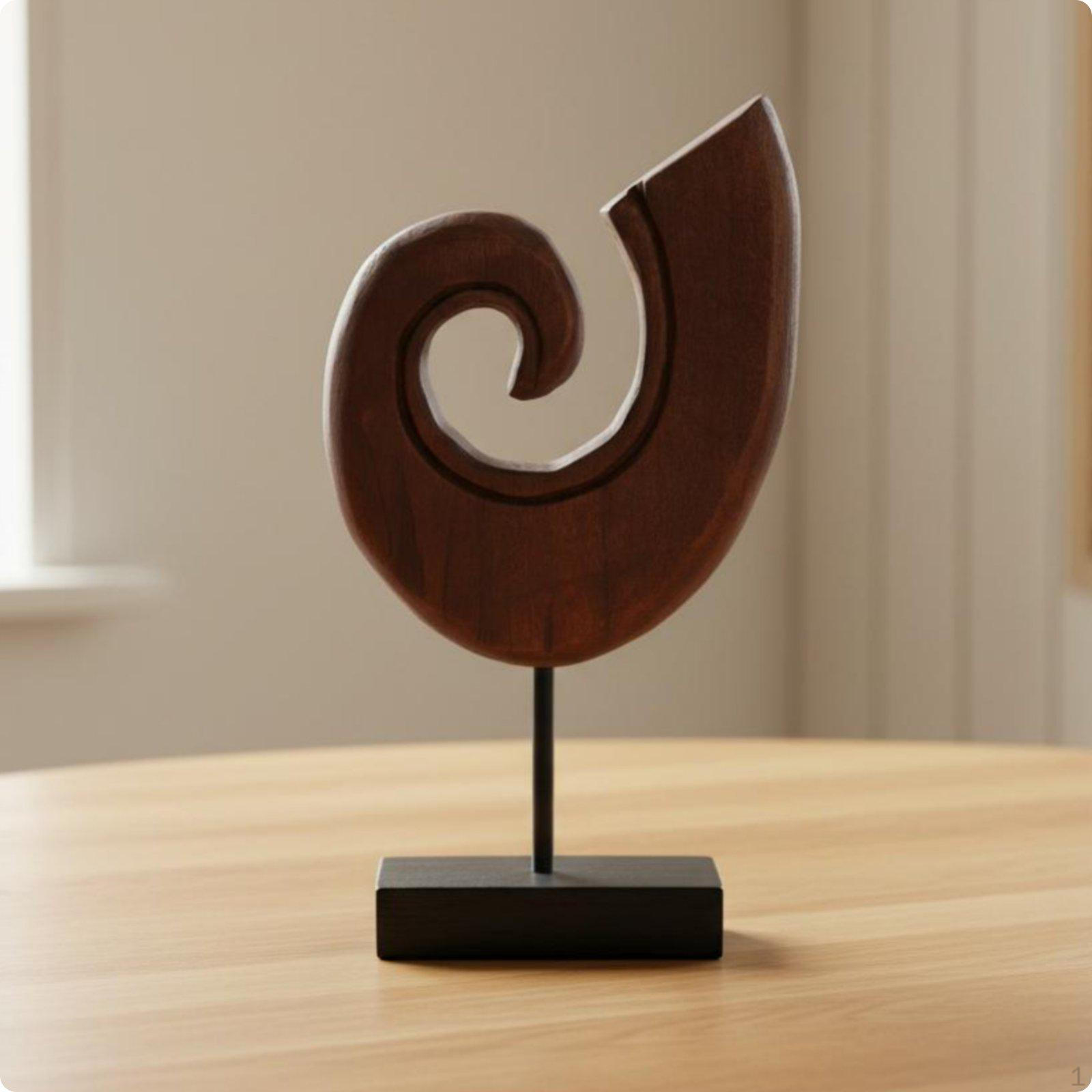 Tranquil Ornament Handmade Abstract Wood Sculpture Retro Japanese Aesthetic for Guesthouse,