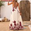 Women's Summer Boho Wedding Guest Dress Flowy Maxi Backless Sundress Beach Dress Hawaiian Vacation Outfits