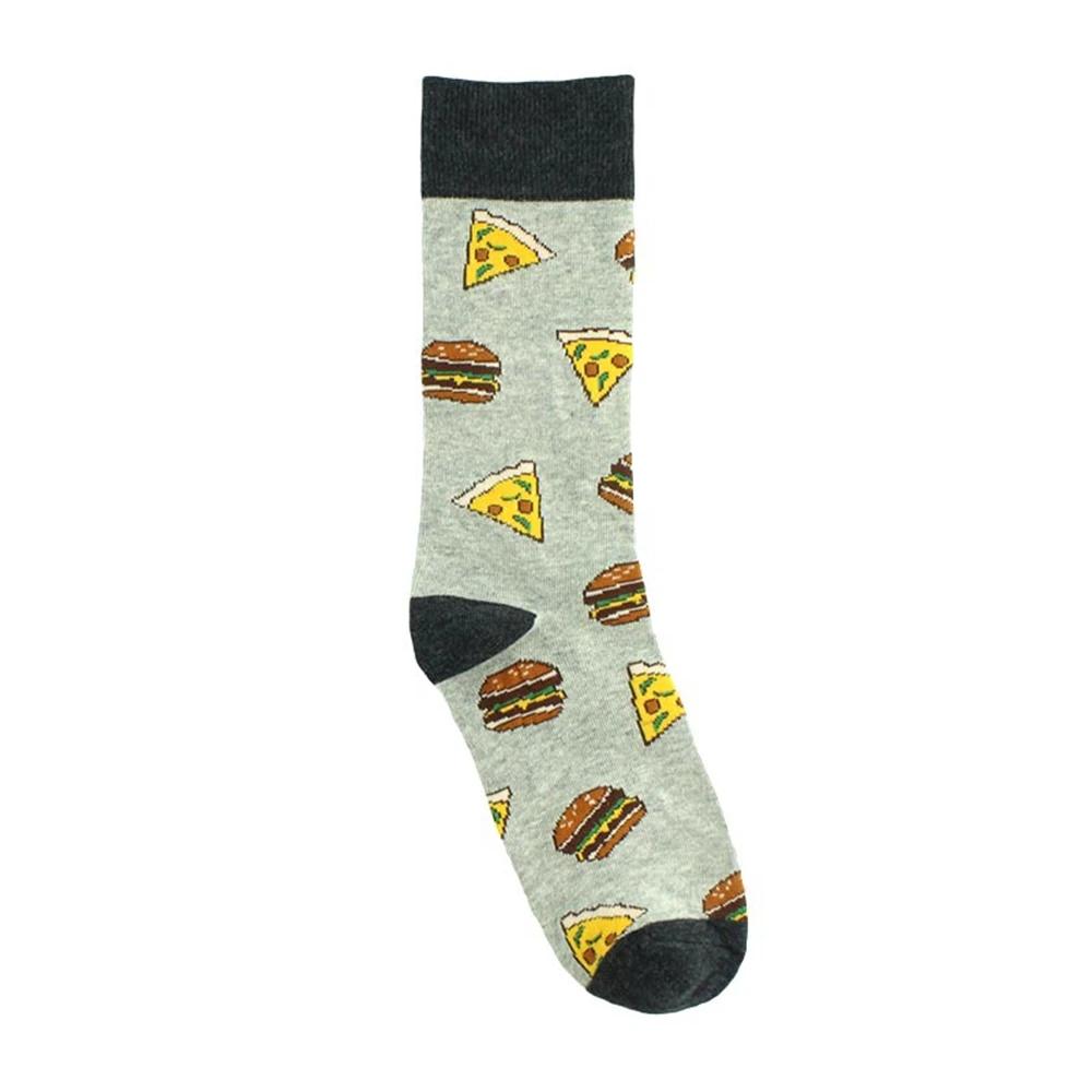 Funny Volcanic Chili Pizza Hamburger Foods Men Happy Cotton Socks Business Hipster Sport Harajuku Skateboard Crew Dropship