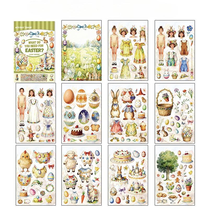 

Easter Themed Diy Children S Puzzle Sticker Book Cute Rabbit Egg Decor Blind Box Face Swap Activity For Kids