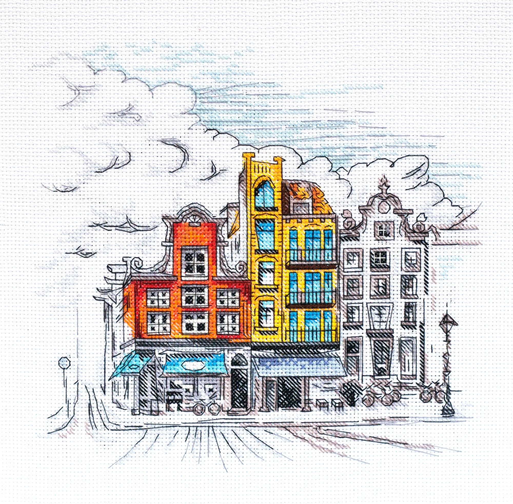

Набір для вишивання хрестиком Абріс Арт Кольорове містечко colored town-2 21*22cm