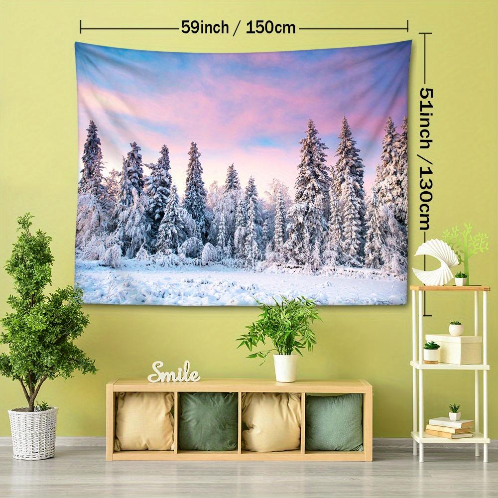 Snowy Pine Tree Tapestry - Versatile Wall Hanging for Bedroom & Living Room Decor, Durable Polyester, Easy Care, Pine Tree, Snow Mountain, Tapestry, R
