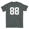 Camiseta Unissex de Manga Curta Varsity Número 88 de Aniversário Uniforme de Time
