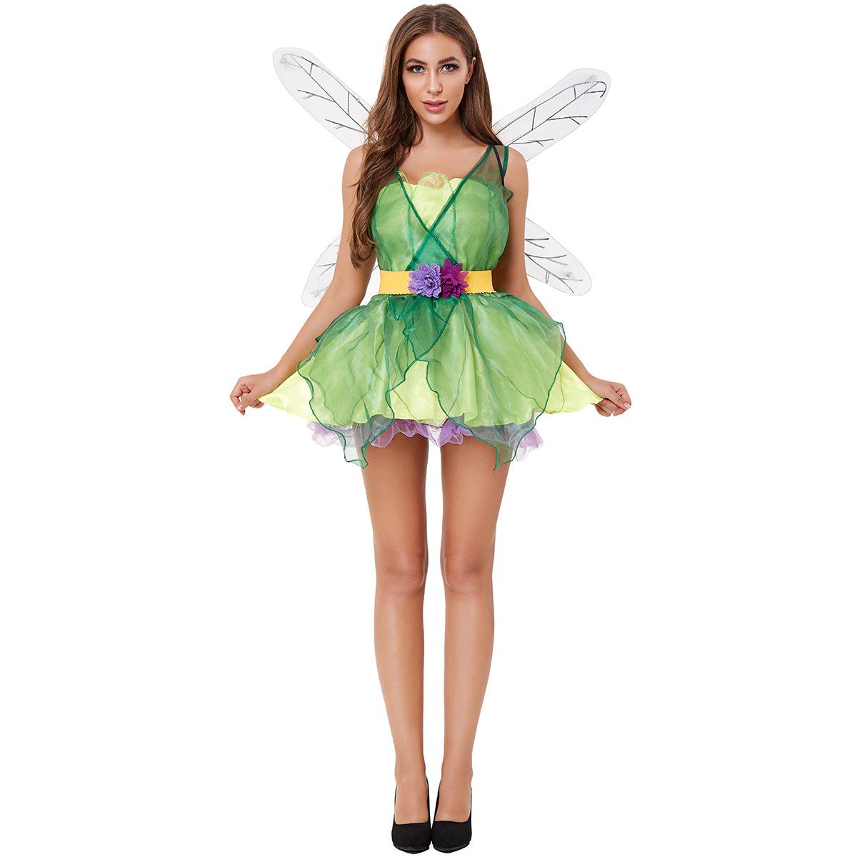 

Green Forest Elf Dragonfly Costume, Cosplay Halloween Costume CO Angel Costume Game Uniform S