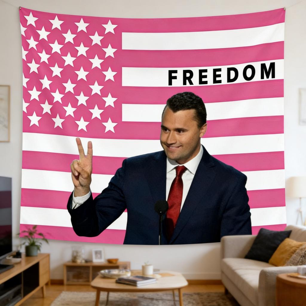 Charlie Kirk Flag Design Tapestry Multi Size Flat Print for Living Room Bedroom Wall Decor Personalized Room Decor