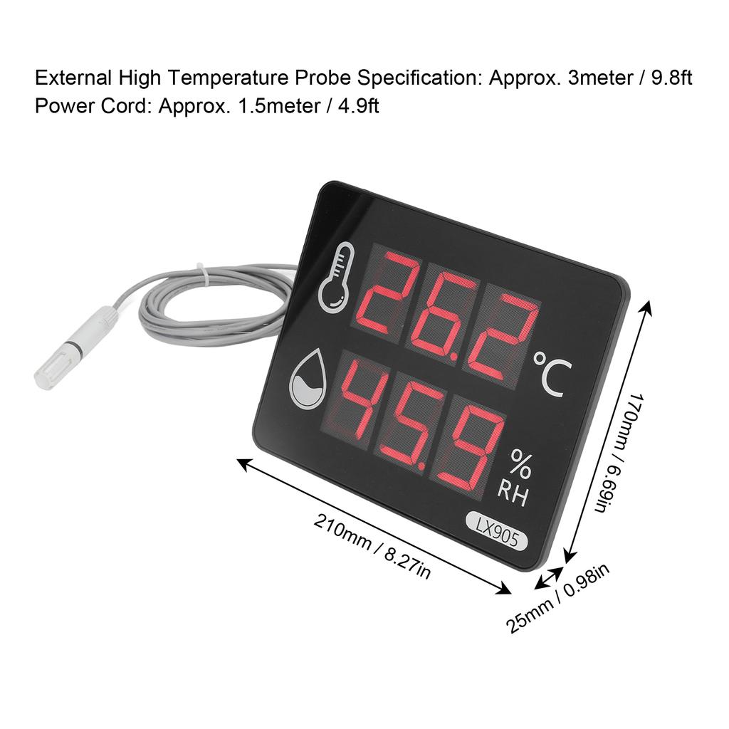 Temperature Humidity Sensor Gauge LED Digital Monitor Indicator Meter LX905‑C Temperature Humidity Monitor Air Quality Monitor