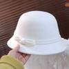 Chapeau Tweed Nœud Style Français Chapeau Melon Feutre Couleur Unie Chapeau Nœud Mode Femme Dame
