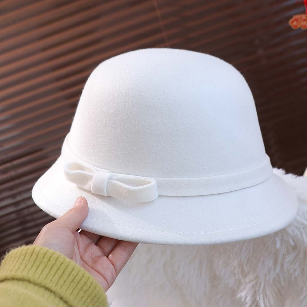 Chapeau Tweed Nœud Style Français Chapeau Melon Feutre Couleur Unie Chapeau Nœud Mode Femme Dame