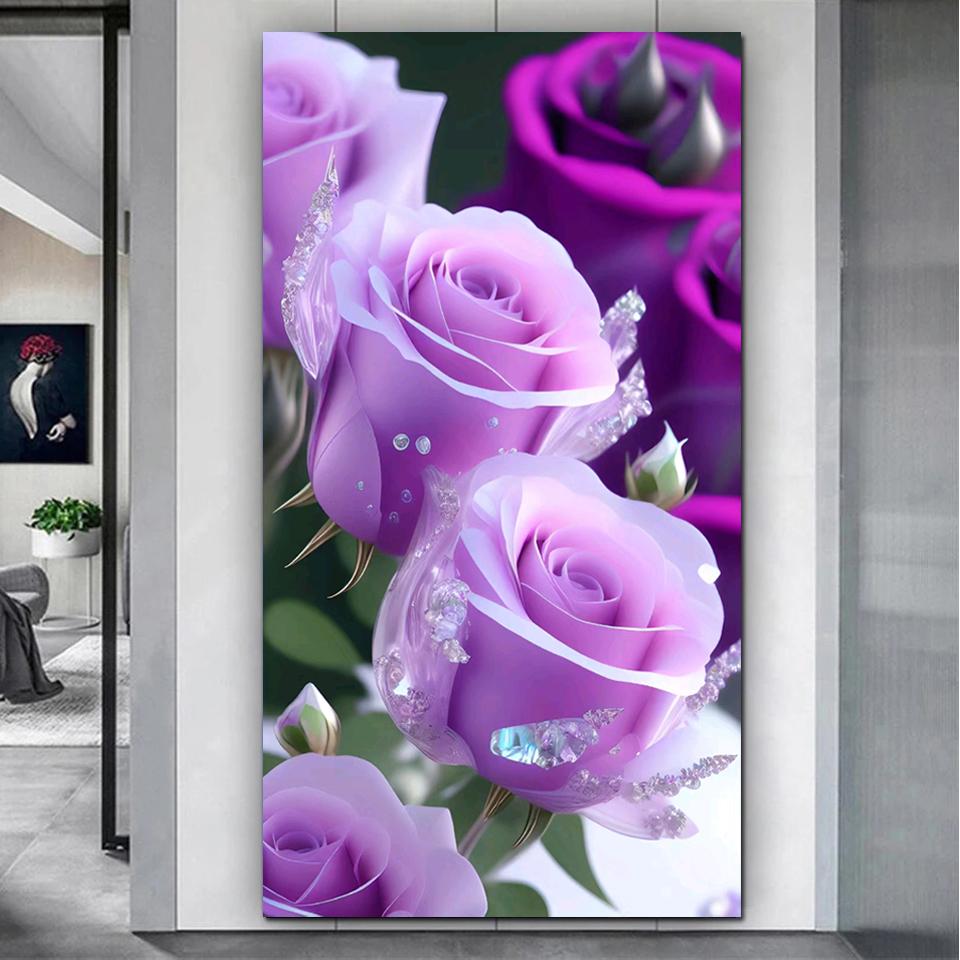 ALINUOYQ Kit Diamond Painting 5D Rosa – Mosaico Fai Da Te Con Strass Rotondi – Decorazione Casa Da Parete