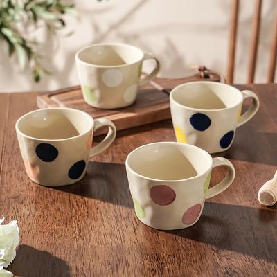 Ceramic Colored Polka Dot Mug Home Coffee Cup  Ins Japanese Clay Hand Painted Cartoon  Hand Painted Cartoon