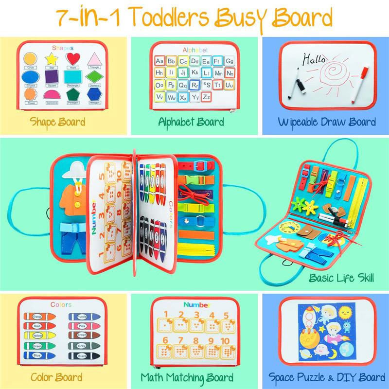 Batole Busy Board Předškolní děti Inteligence Výukové hračky Senzorická Montessori tabule Dětské rané vzdělávací hračky